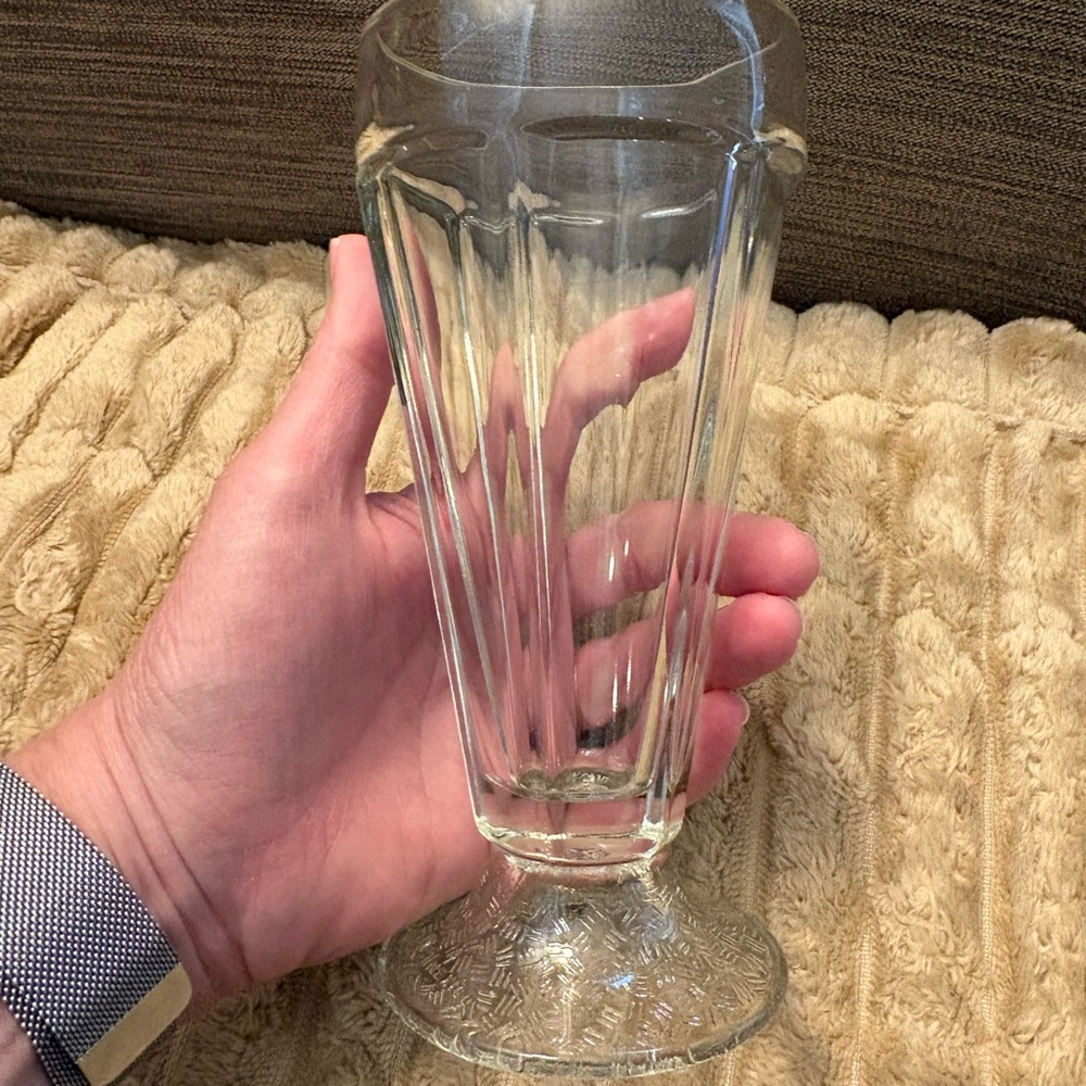 (4) Vintage Clear Glass Soda Fountain Parfait Pedestal
